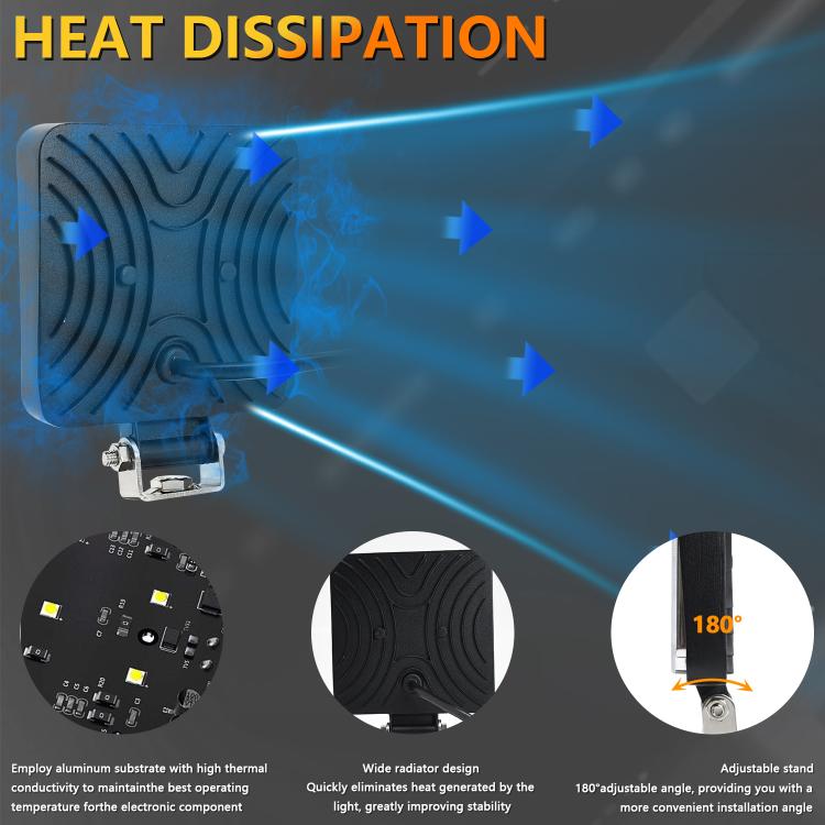 4 Inch Square Mixed Light Double-Circle Angel Eye Work Light(E10 1pair) - Work Lights by buy2fix | Online Shopping UK | buy2fix