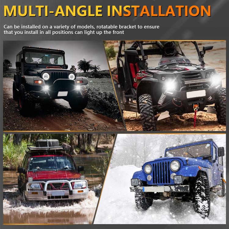 4 Inch Square Mixed Light Double-Circle Angel Eye Work Light(E10 1pair) - Work Lights by buy2fix | Online Shopping UK | buy2fix