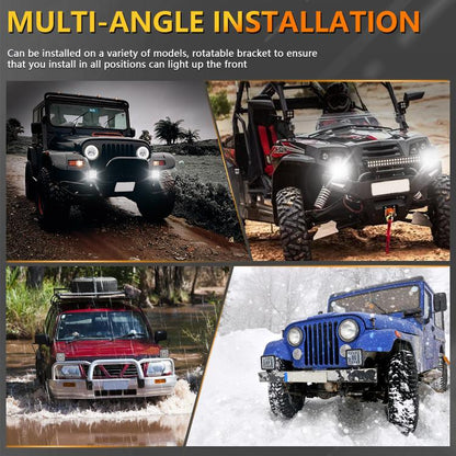 4 Inch Square Mixed Light Double-Circle Angel Eye Work Light(E10 1pair) - Work Lights by buy2fix | Online Shopping UK | buy2fix