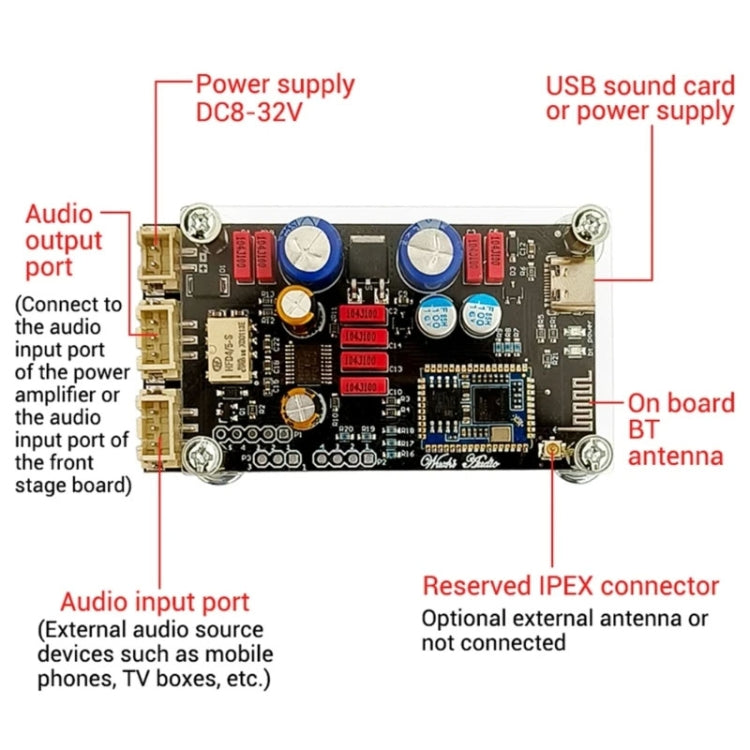 QCC5125 Bluetooth Lossless Decoder Board APTX Amplifier Wireless Receiver by buy2fix