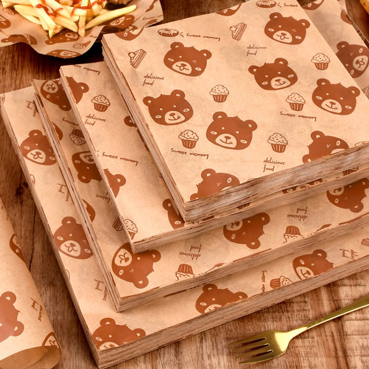 100sheets /Pack Bear Pattern Greaseproof Paper Baking Wrapping Paper Food Basket Liners Paper 30x30cm - Retail Packaging by buy2fix | Online Shopping UK | buy2fix