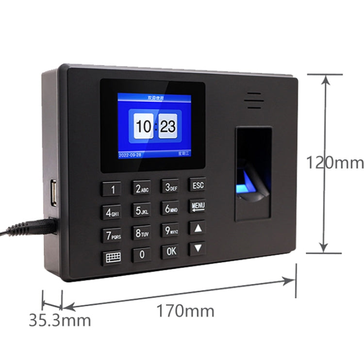 Fingerprint Recognition Voice Broadcast Smart Report Generation Attendance Machine, Model: Black EU Plug by buy2fix