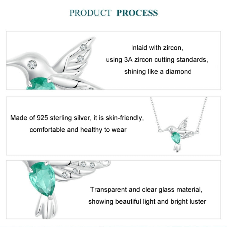 S925 Sterling Silver Platinum-Plated Smart Hummingbird Necklace For Women(BSN378) - Necklaces & Pendants by buy2fix | Online Shopping UK | buy2fix