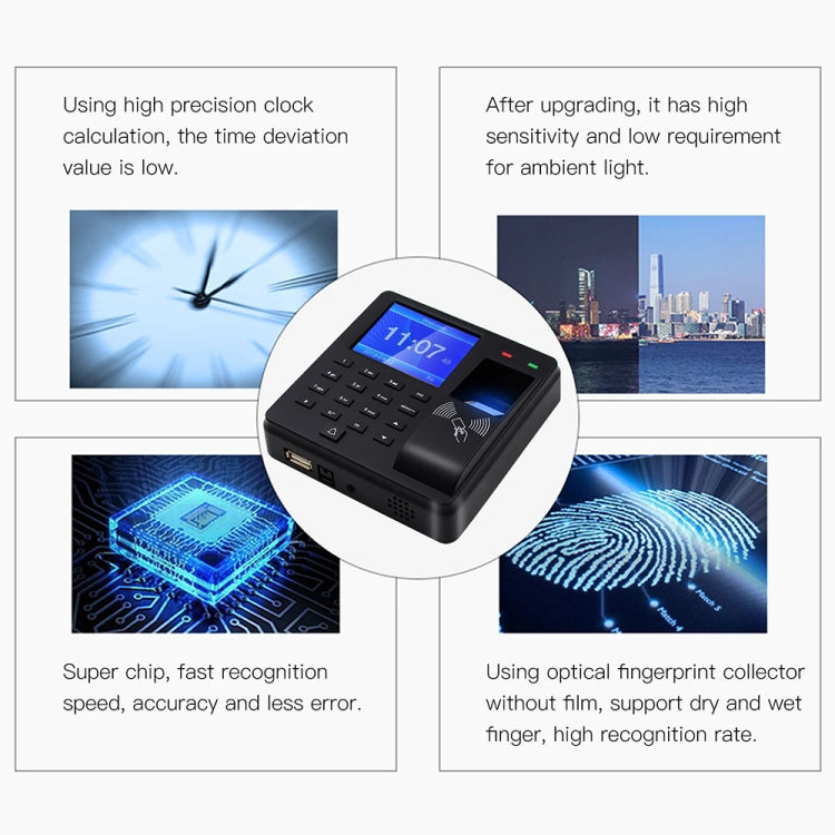 M10 Smart ID Card Recognition Fingerprint Access Control All-in-one Attendance Machine(English Version) - Attendance System by buy2fix | Online Shopping UK | buy2fix