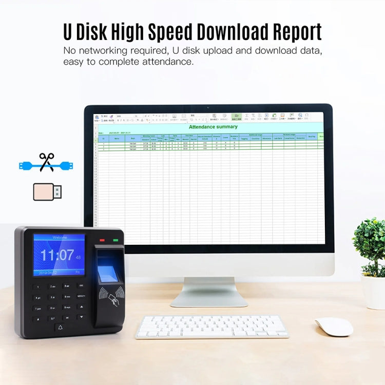 M10 Smart ID Card Recognition Fingerprint Access Control All-in-one Attendance Machine(English Version) - Attendance System by buy2fix | Online Shopping UK | buy2fix