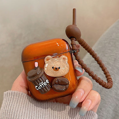 For AirPods 3 Cartoon 3D Coffee Bear Headphones Case Protective Shell Cover - For AirPods 3 by buy2fix | Online Shopping UK | buy2fix