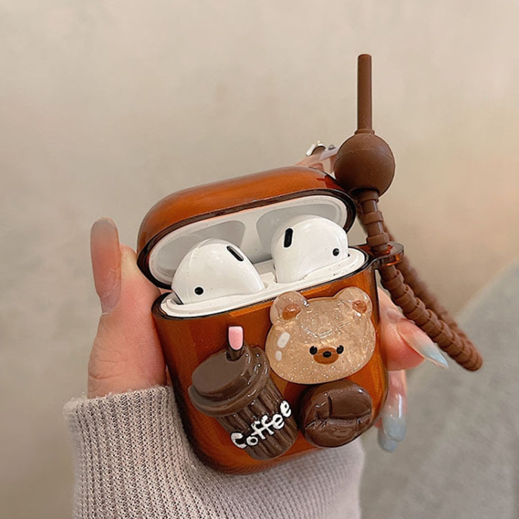 For AirPods Pro 2 Cartoon 3D Coffee Bear Headphones Case Protective Shell Cover - For AirPods Pro 2 by buy2fix | Online Shopping UK | buy2fix