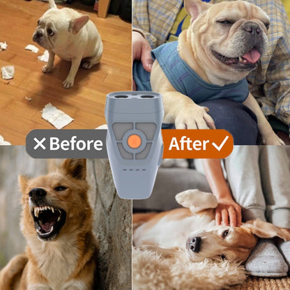Dual Ultrasonic Repeller Pet Stop Barker With Mobile Power Supply Flashing Lighting Horn Function(Grey) - Training Aids by buy2fix | Online Shopping UK | buy2fix