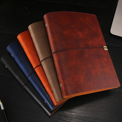 A6 Business Office Loose Leaf Notes Student Conference Diary Recording Notebooks(Red Brown) - Notebooks by buy2fix | Online Shopping UK | buy2fix