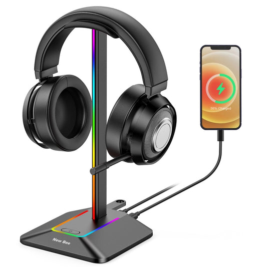 New Bee Dual Output Colorful Headset Display Rack HUB Expansion Headphone Holder, Color: Z8 Black by buy2fix
