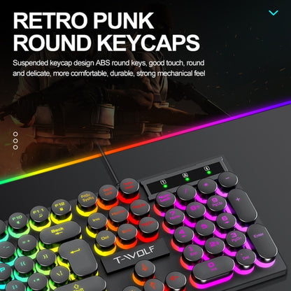 T-WOLF TF270 Colorful Light Effect Retro Gaming Wired Keyboard And Mouse Set(Set) - Wired Keyboard by T-WOLF | Online Shopping UK | buy2fix