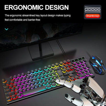 T-WOLF TF270 Colorful Light Effect Retro Gaming Wired Keyboard And Mouse Set(Set) - Wired Keyboard by T-WOLF | Online Shopping UK | buy2fix