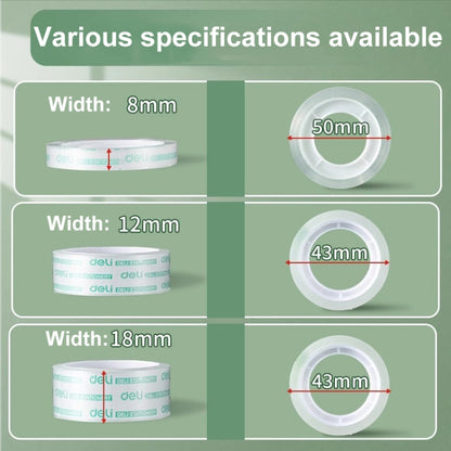 12 Rolls Width 1.2cm x Length 12.8m Deli Small High Viscosity Office Transparent Tape Student Stationery Tape - Tape & Solid glue by Deli | Online Shopping UK | buy2fix