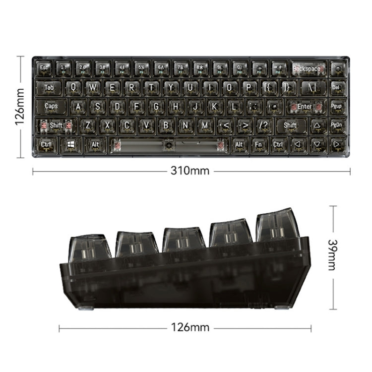 T-WOLF T40 68-Keys RGB Mixed Light Office Gaming Transparent Mechanical Keyboard(Yellow) - Wired Keyboard by T-WOLF | Online Shopping UK | buy2fix