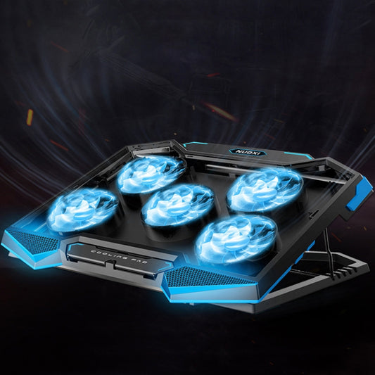 NUOXI 5 Fans Laptop Radiator Bracket Height Adjustable with Dual USB Ports(Black and Red) by NUOXI