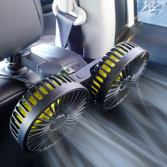 SUITU F4208 Car Cooling Fan Vehicle Rear Seatback USB Dual-Head Electrical Fan(Yellow And Black) by SUITU
