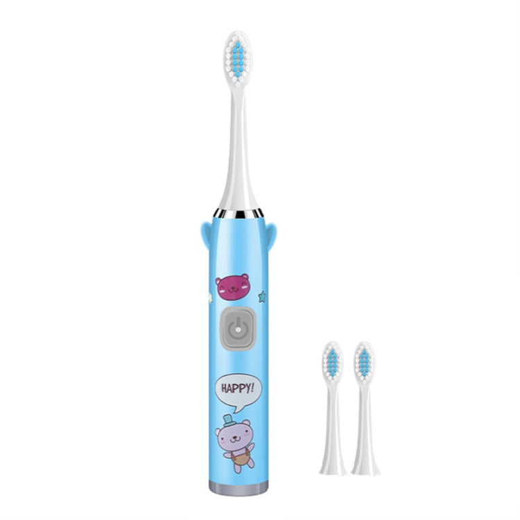 USB Charging Fully Automatic Ultrasonic Cartoon Children Electric Toothbrush, Color: Blue with 3 Heads - Toothbrushes by buy2fix | Online Shopping UK | buy2fix