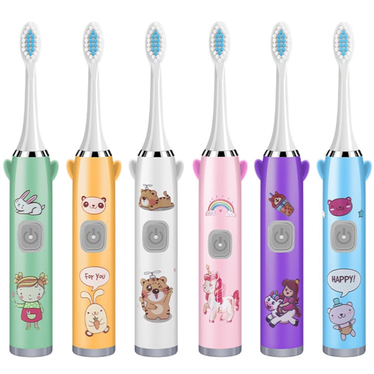 USB Charging Fully Automatic Ultrasonic Cartoon Children Electric Toothbrush, Color: White with 8 Heads - Toothbrushes by buy2fix | Online Shopping UK | buy2fix