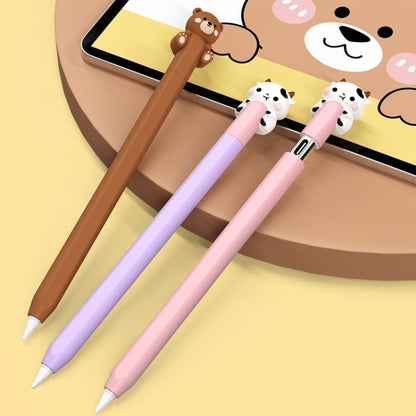 For Apple Pencil (USB-C) AhaStyle PT129-3 Stylus Cover Silicone Cartoon Protective Case, Style: Brown Bear - Pencil Accessories by AhaStyle | Online Shopping UK | buy2fix