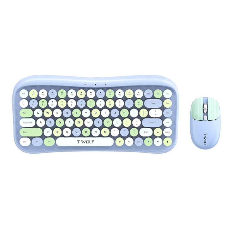 T-WOLF TF660 2.4G+5.0 Bluetooth Dual-Mode Retro Wireless Keyboard And Mouse Set(Blue) - Wireless Keyboard by T-WOLF | Online Shopping UK | buy2fix