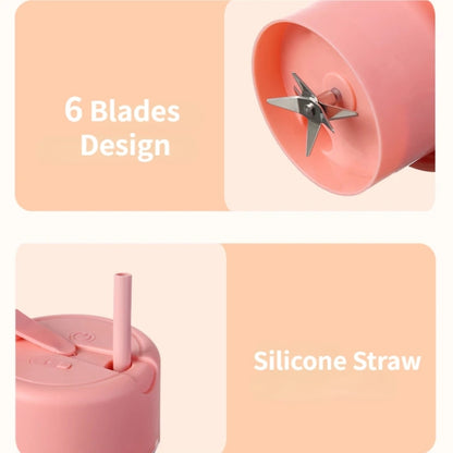 420ml 6 Blades Straw Juice Cup USB Charging Portable Fruit Juicer Smoothie Maker(Pink) - Electric juicers by buy2fix | Online Shopping UK | buy2fix