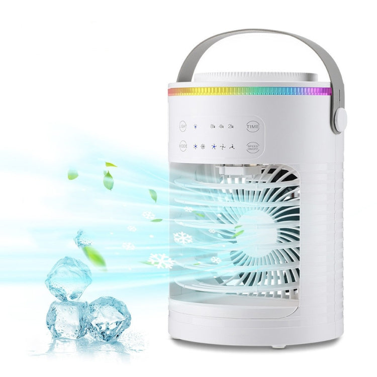 CF-516 USB Home Timed Desktop RGB Light Adjustable Spray Humidification Cooler Fan(White) - Electric Fans by buy2fix | Online Shopping UK | buy2fix