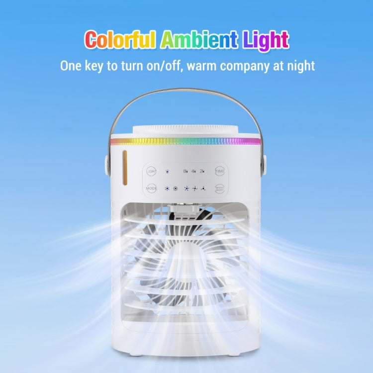 CF-516 USB Home Timed Desktop RGB Light Adjustable Spray Humidification Cooler Fan(White) - Electric Fans by buy2fix | Online Shopping UK | buy2fix