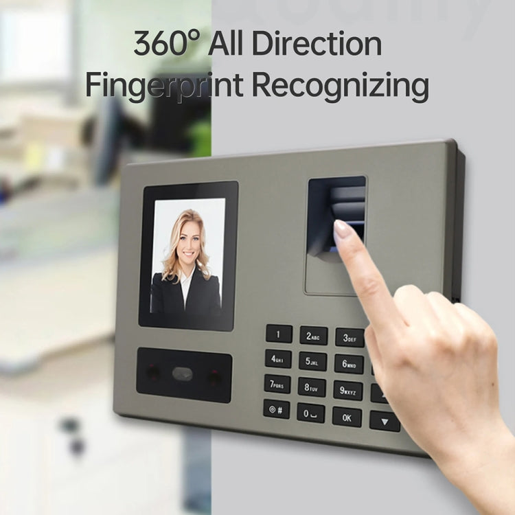 FA03 Intelligent Voice Prompt Face Recognition Fingerprint Attendance Machine(English with US Plug) by buy2fix