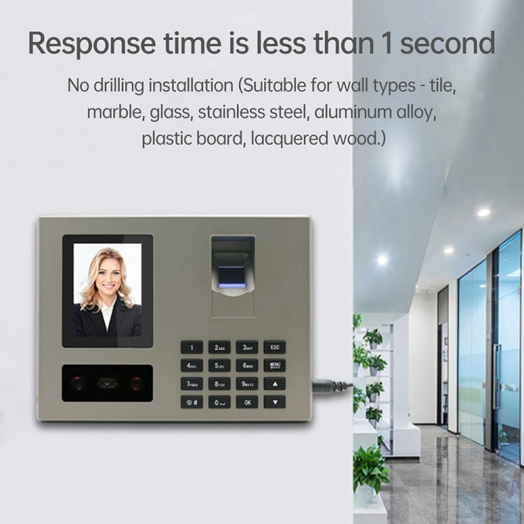 FA03 Intelligent Voice Prompt Face Recognition Fingerprint Attendance Machine(English with EU Plug) by buy2fix