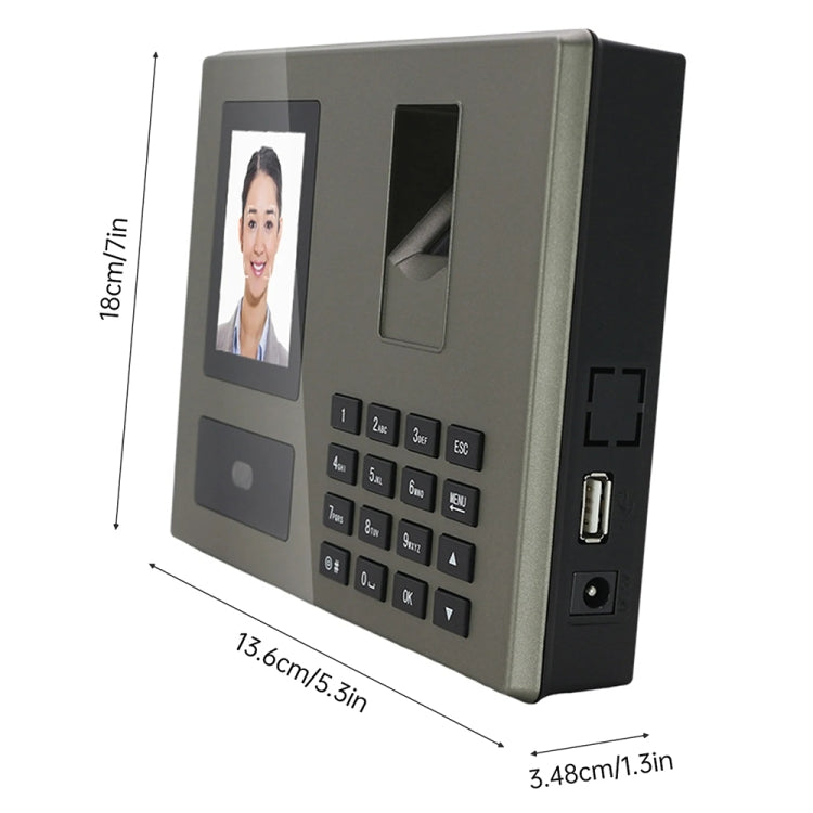 FA03 Intelligent Voice Prompt Face Recognition Fingerprint Attendance Machine(English with US Plug) by buy2fix