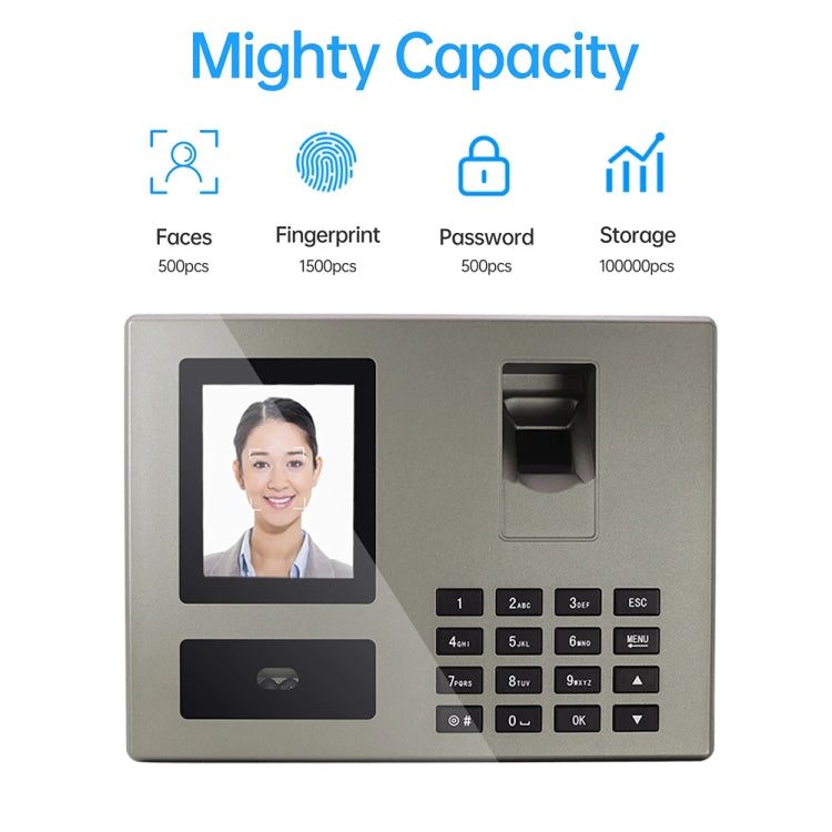 FA03 Intelligent Voice Prompt Face Recognition Fingerprint Attendance Machine(English with EU Plug) by buy2fix
