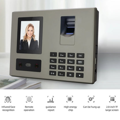 FA03 Intelligent Voice Prompt Face Recognition Fingerprint Attendance Machine(English with US Plug) by buy2fix