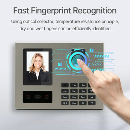 FA03 Intelligent Voice Prompt Face Recognition Fingerprint Attendance Machine(English with EU Plug) by buy2fix