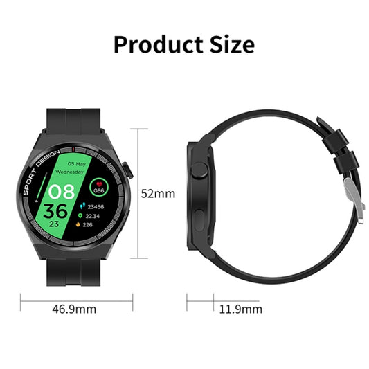 GT3Pro 1.28-Inch Health Monitoring Bluetooth Call Smart Watch With NFC, Color: Black Steel by buy2fix