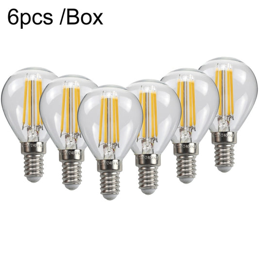 6pcs /Box G45 Bulb LED Lamp Fixture Illuminator Vintage Filament Lights, Style: Transparent Small Screw(220V 4W) by buy2fix