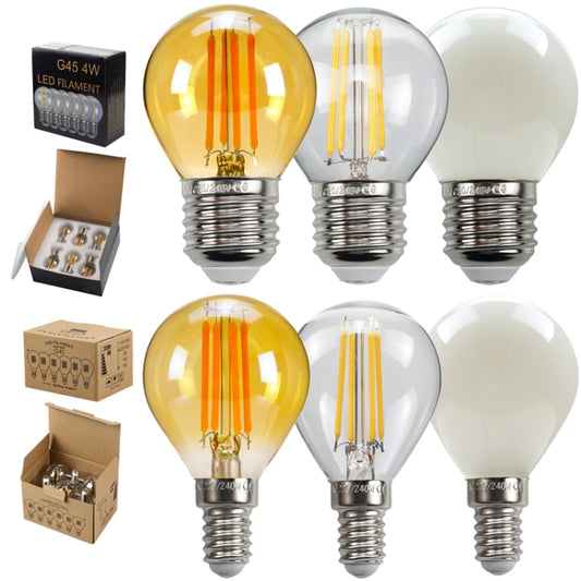 6pcs /Box G45 Bulb LED Lamp Fixture Illuminator Vintage Filament Lights, Style: Gold Small Screw(220V 4W) by buy2fix
