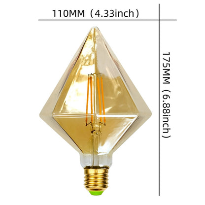 E27 Screw Port LED Vintage Light Shaped Decorative Illumination Bulb, Style: Diamond Gold(110V 4W 2700K) - LED Blubs & Tubes by buy2fix | Online Shopping UK | buy2fix