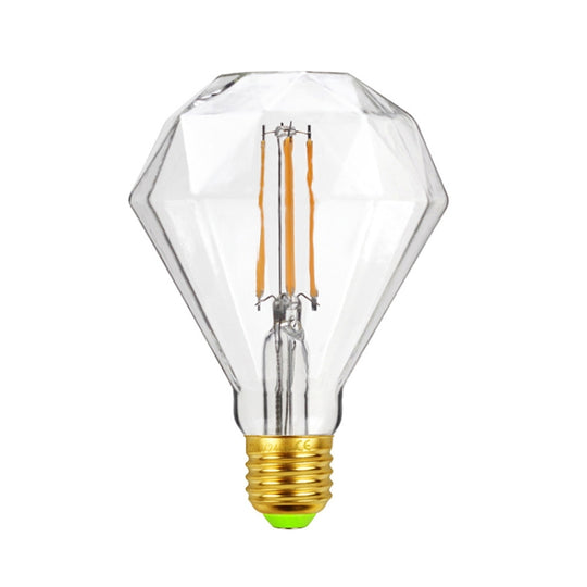 E27 Screw Port LED Vintage Light Shaped Decorative Illumination Bulb, Style: Flat Diamond Transparent(220V 4W 2700K)