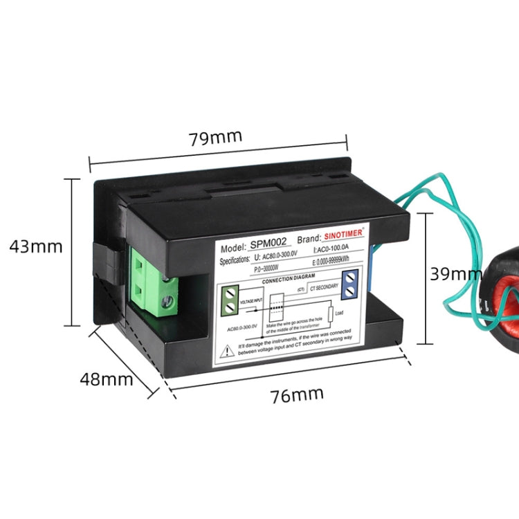 SINOTIMER SPM002 Liquid Crystals AC Digital Voltage And Current Meter Power Monitor, Specification: AC200-450V 100A - Current & Voltage Tester by SINOTIMER | Online Shopping UK | buy2fix