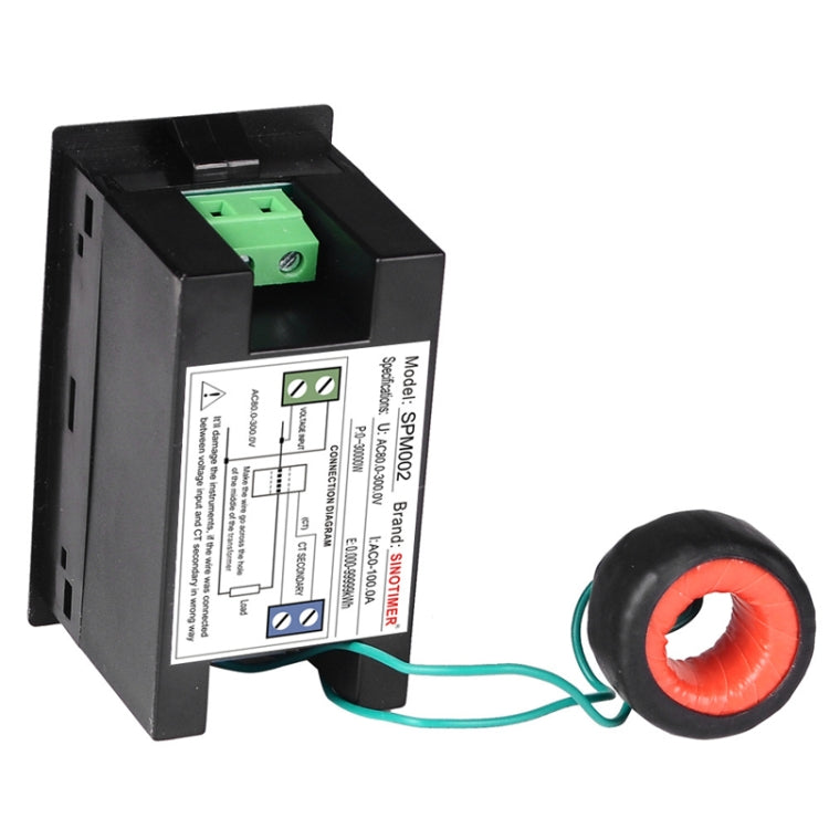 SINOTIMER SPM002 Liquid Crystals AC Digital Voltage And Current Meter Power Monitor, Specification: AC80-300V 100A - Current & Voltage Tester by SINOTIMER | Online Shopping UK | buy2fix