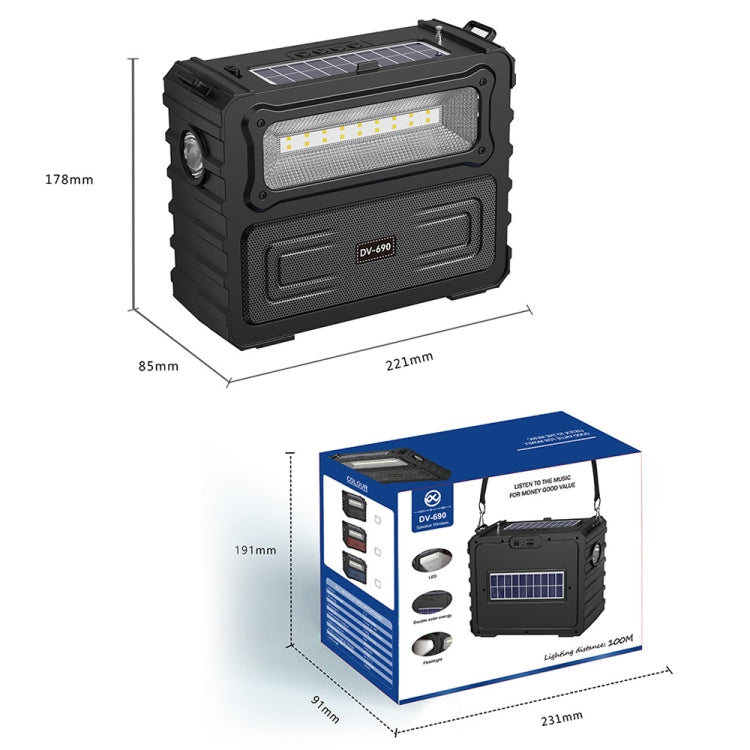 DV-690 Dual LED Light Solar Wireless Bluetooth Speaker Outdoor Camping FM Radio(Blue) - Radio Player by buy2fix | Online Shopping UK | buy2fix