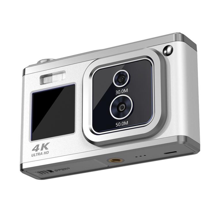 4K HD Optical Dual Lens Digital Camera 50MP Dual Screen Selfie Camera, No Memory(White) by buy2fix