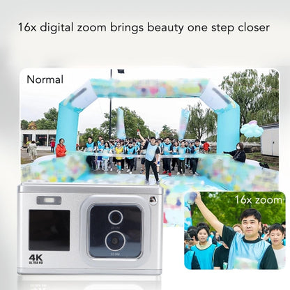4K HD Optical Dual Lens Digital Camera 50MP Dual Screen Selfie Camera, No Memory(White) by buy2fix