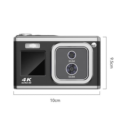 4K HD Optical Dual Lens Digital Camera 50MP Dual Screen Selfie Camera, No Memory(White) by buy2fix