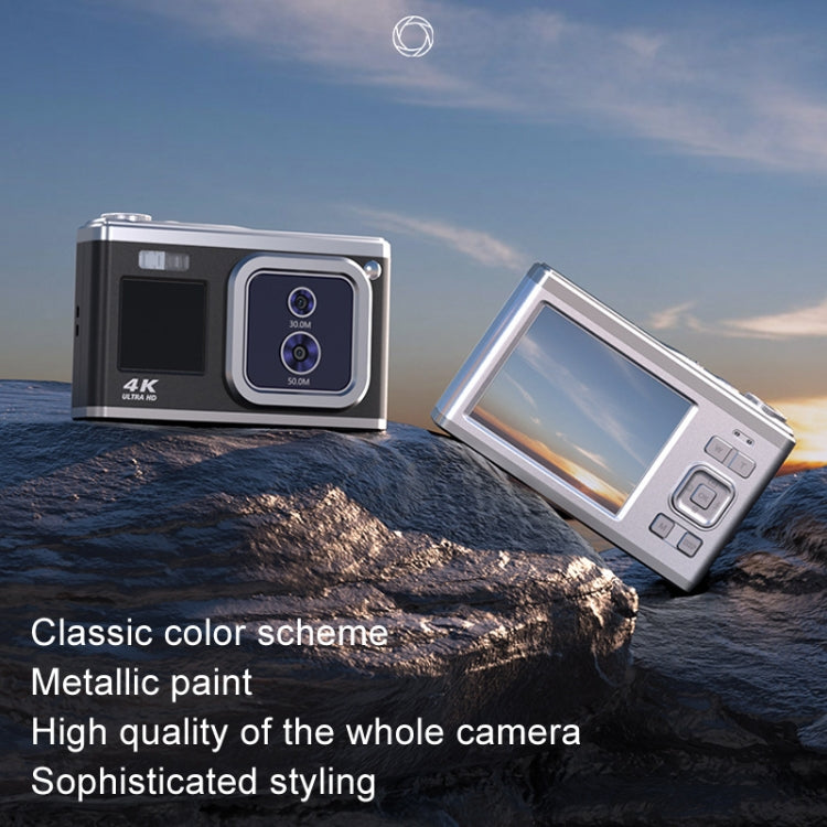 4K HD Optical Dual Lens Digital Camera 50MP Dual Screen Selfie Camera, No Memory(White) by buy2fix