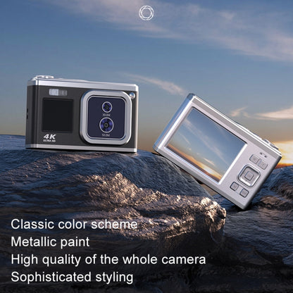 4K HD Optical Dual Lens Digital Camera 50MP Dual Screen Selfie Camera, No Memory(White) by buy2fix