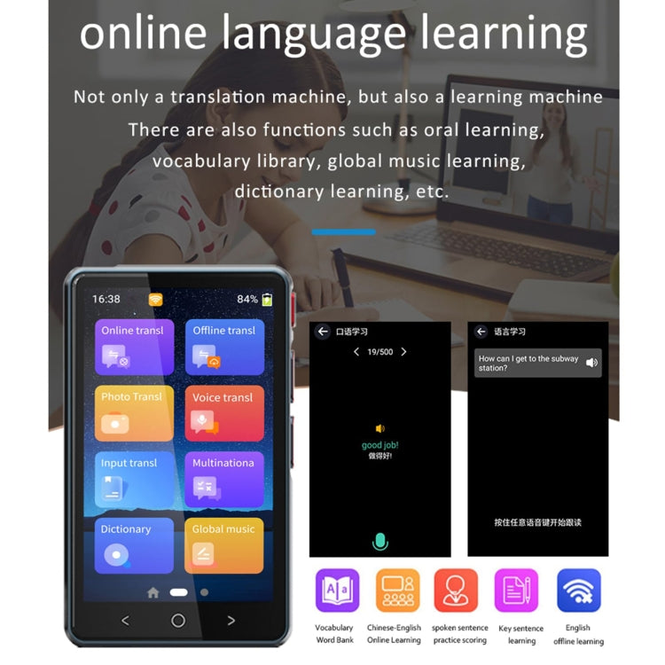 Hishell P40 Smart Translator 135 Languages Voice Intelligent Online Translation Machine Offline Multilanguage Speech Translate(Black) -  by Hishell | Online Shopping UK | buy2fix