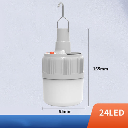 Rechargeable LED Solar Bulb Light Waterproof Night Market Stall Energy Saving Lamp, Model: 24LED by buy2fix
