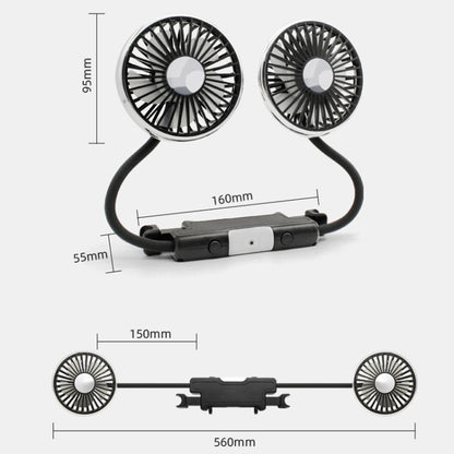 Car Double-head Hose Seat Fan with Light(Black) - Heating & Fans by buy2fix | Online Shopping UK | buy2fix