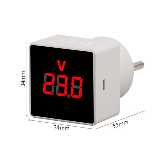 SINOTIMER V-PL Square Insert Type Household Digital AC Voltmeter EU Plug by SINOTIMER